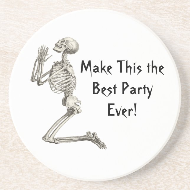 Prayer for Best Party Skeleton Halloween Coaster (Front)