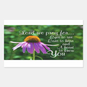 Prayer for Eyes to See and Ears to Hear, Flower Rectangular Sticker