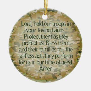 PRAYER FOR OUR SOLDIERS - US MILITARY CERAMIC ORNAMENT