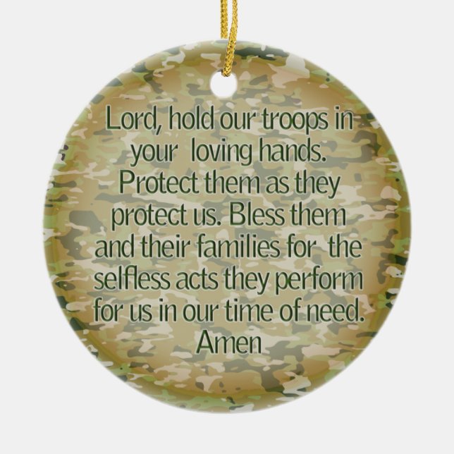 PRAYER FOR OUR SOLDIERS - US MILITARY CERAMIC ORNAMENT (Front)