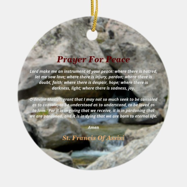 Prayer For Peace Ceramic Ornament (Front)