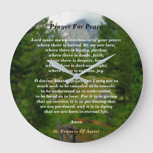Prayer For Peace Large Clock (Front)