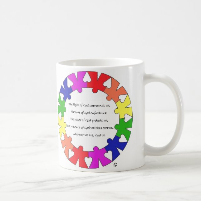 Prayer for Protection in "hands and hearts" circle Coffee Mug (Right)