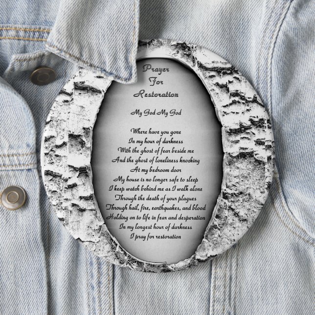 Prayer For Restoration 6 Cm Round Badge (In Situ)