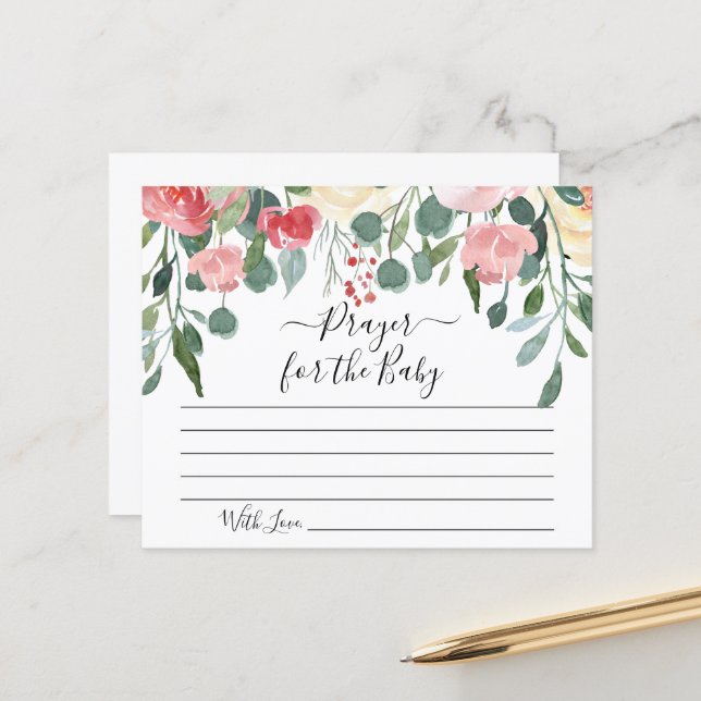 Prayer for the Baby Card Baby Shower Party (Front/Back In Situ)