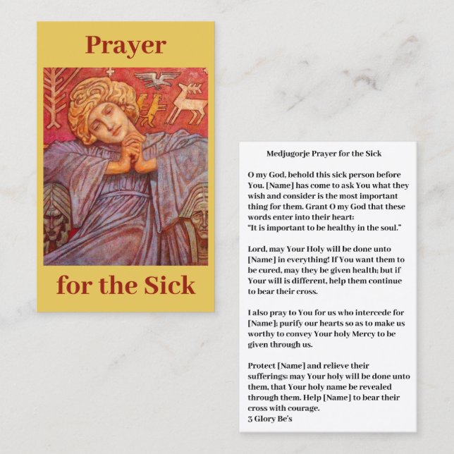 Prayer for the Sick card (Front/Back)