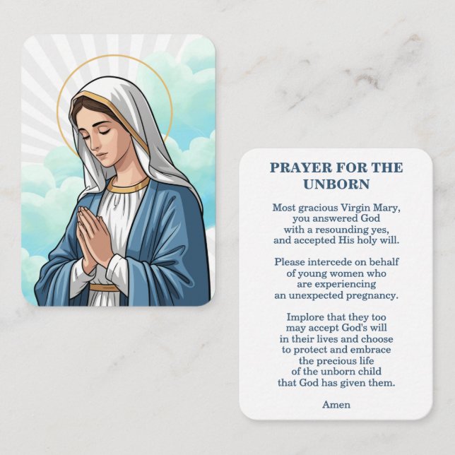 Prayer for the Unborn – Catholic Prayer Card (Front/Back)
