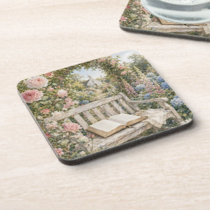 Prayer Garden Bench Chapel Watercolor Coaster