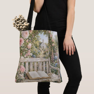 Prayer Garden Bench Chapel Watercolor Tote Bag