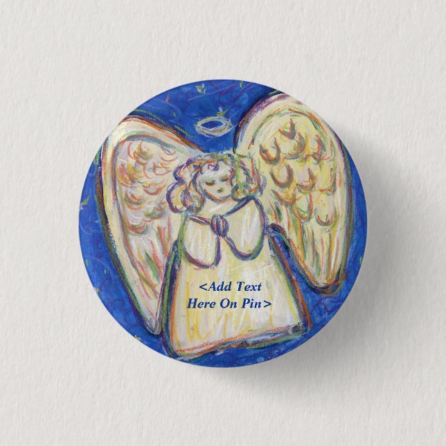 Prayer Guardian Angel Pastel Custom Button Message (Front)