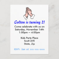 Prayer Hands Birthday Party Invitation