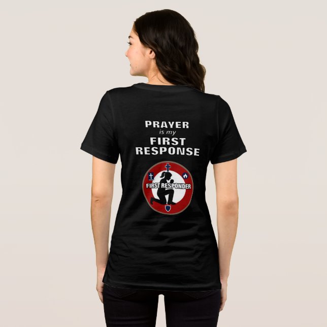 Prayer Is My First Response First Responder Dark Tri-Blend Shirt (Back Full)