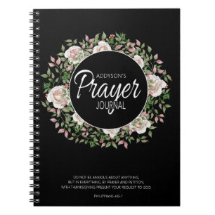 Prayer Journal Black White Pink Floral