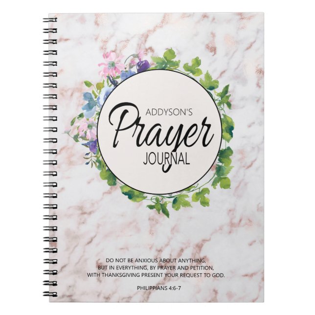 Prayer Journal Pink Floral Marble (Front)