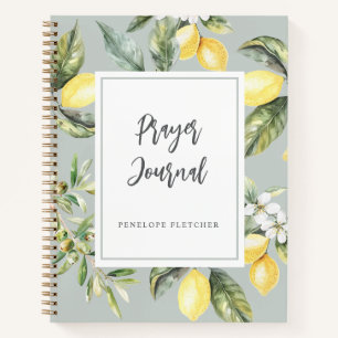 Prayer Journal Watercolor Lemons Elegant Sage