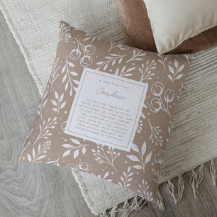 Prayer Keepsake Gift Scripture Tan Floral Cushion
