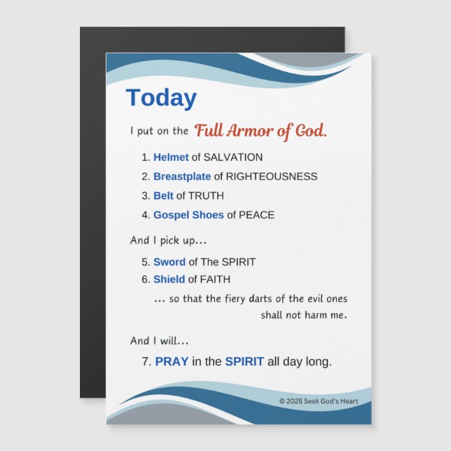 Prayer Magnet - Full Armour of God - 7"x5" (Front/Back)