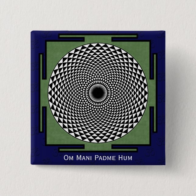 prayer mandala Om Mani Padme Hum 15 Cm Square Badge (Front)