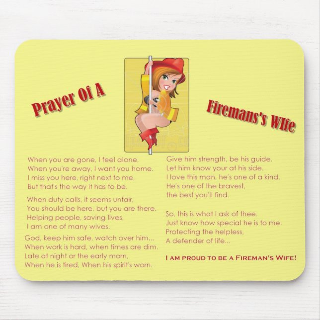 "Prayer of a Fireman's Wife" Mousepad (Front)