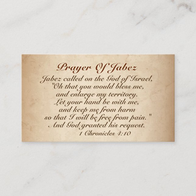 Prayer of Jabez 1 Chronicles 4:10, Bible Verse Business Card (Front)