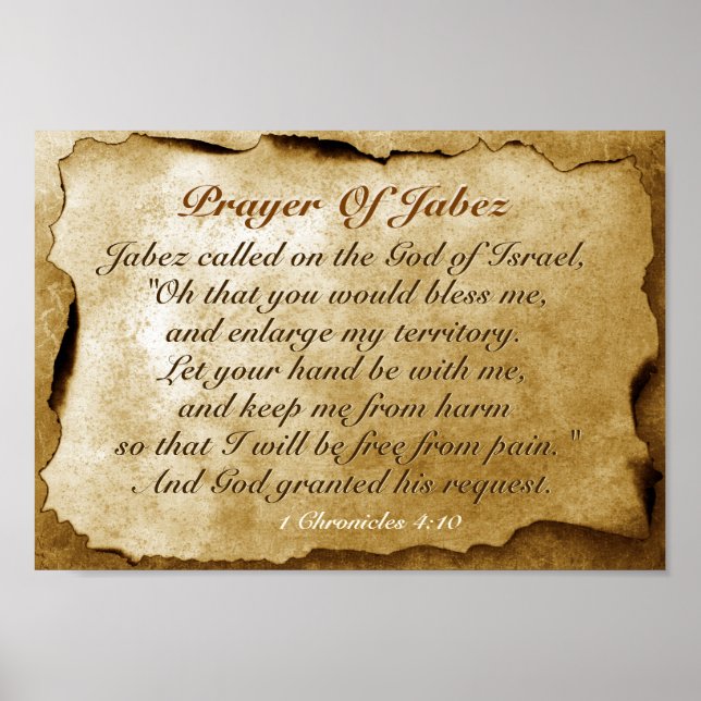Prayer of Jabez 1 Chronicles 4:10, Bible Verse Poster (Front)