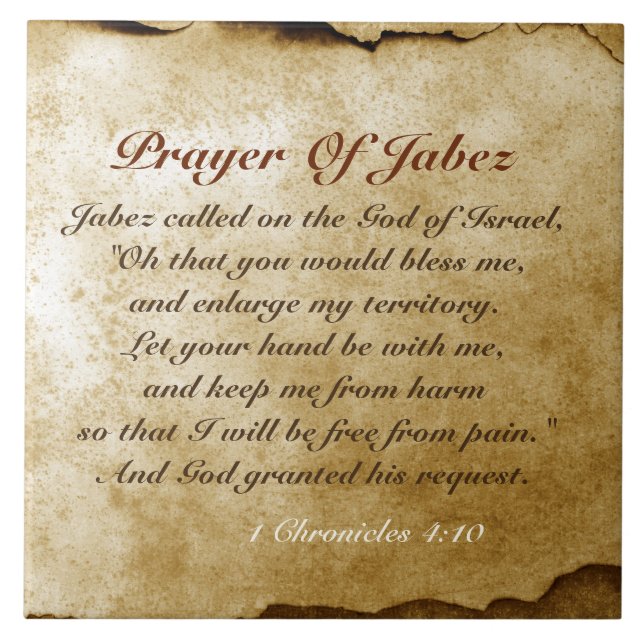 Prayer of Jabez, Bible Verse, 1 Chronicles 4:10 Ceramic Tile (Front)