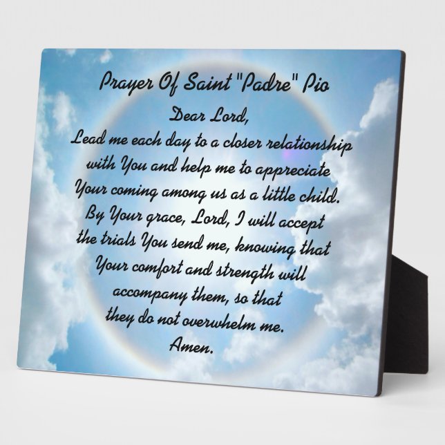 Prayer Of Saint "Padre" Pio Plaque (Side)