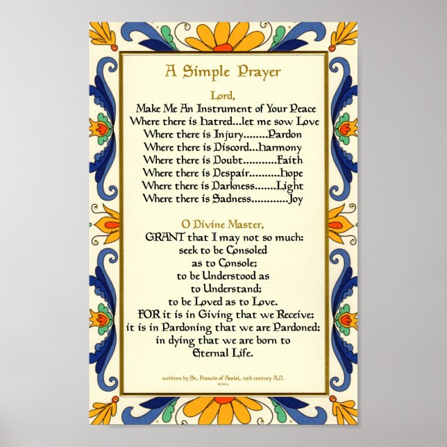 Prayer of Saint St. Francis of Assisi 15:17 Paris Poster (Front)