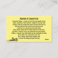 PRAYER OF SALVATION add church or ministry on back