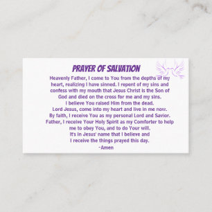 PRAYER OF SALVATION add church or ministry on back Business Card