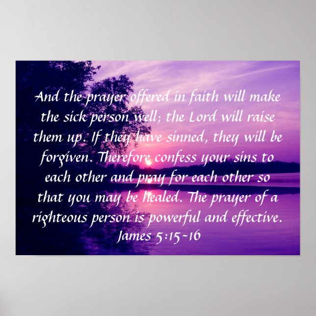 prayer offered in faith bible verse sunset poster (Front)