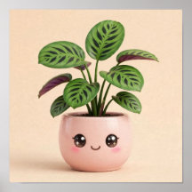 Prayer Plant Kawaii Indoor Plant Poster