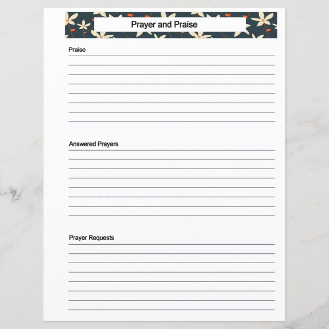 Prayer Request Page (Front)