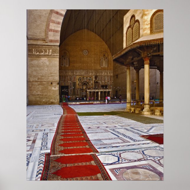 Prayer rugs leading into Islamic mosque, Cairo, Poster (Front)
