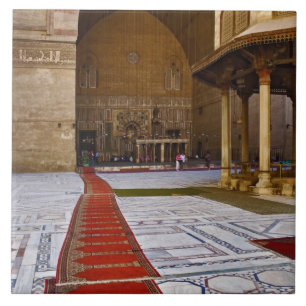 Prayer rugs leading into Islamic mosque, Cairo, Tile