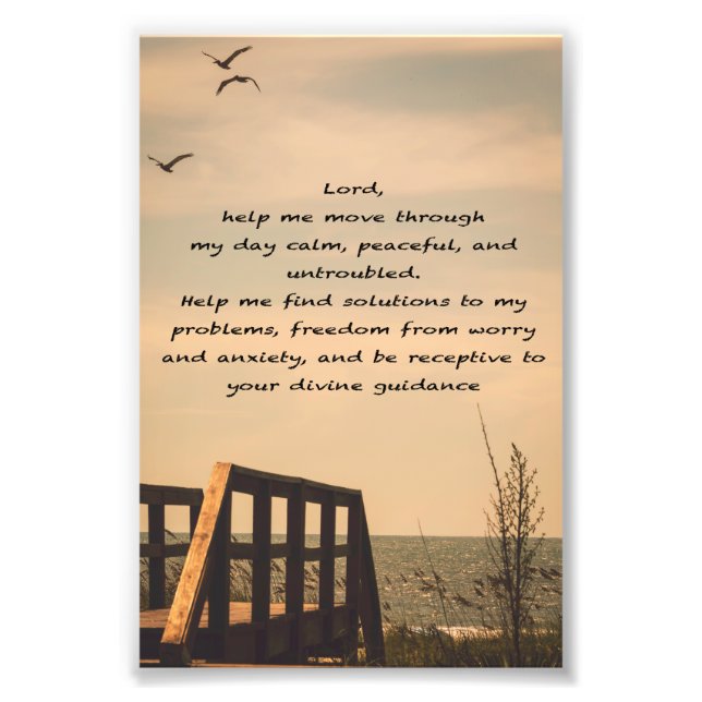Prayer Serenity Peace Guidance Sunny Seascape Photo Print (Front)