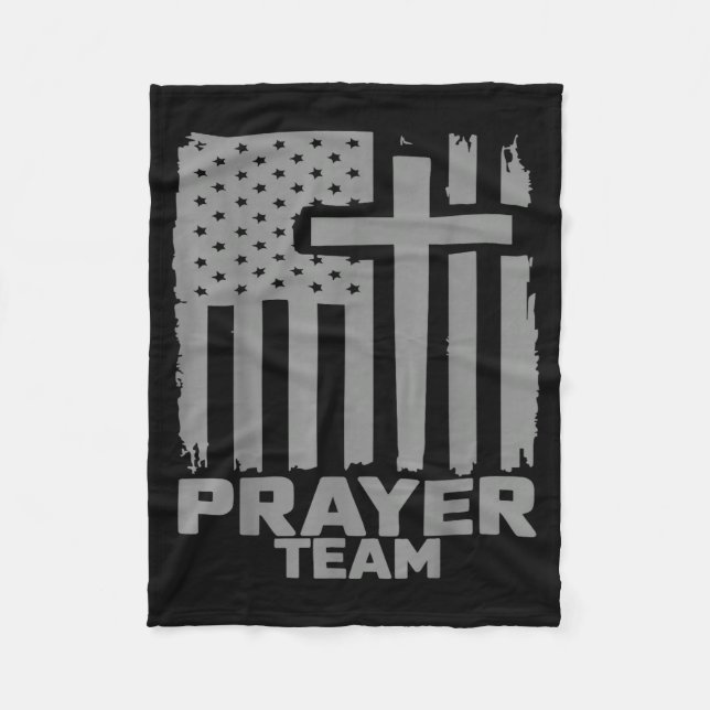 Prayer Team American Flag Christian Family Christi Fleece Blanket (Front)