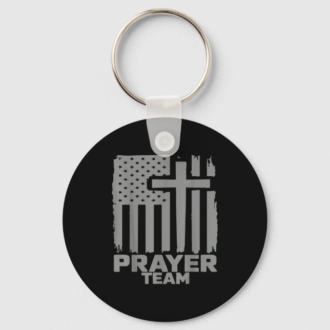 Prayer Team American Flag Christian Family Christi Key Ring (Front)