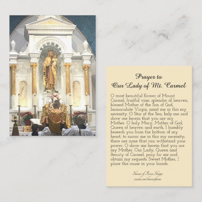 Prayer to Our Lady of Mount Carmel Business Card (Front/Back)