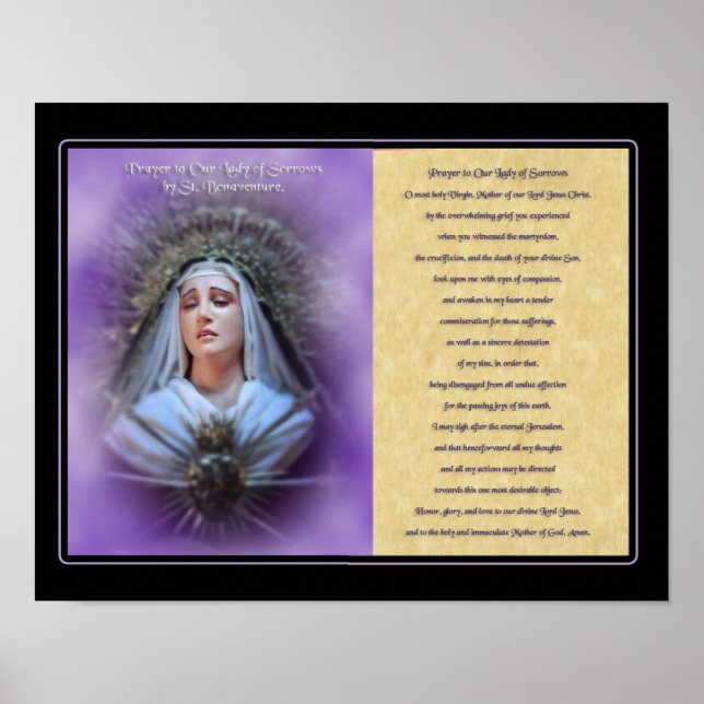 Prayer to Our Lady of Sorrows. Poster (Front)