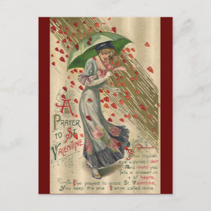 Prayer to Saint Valentine, Vintage Victorian Lady Holiday Postcard