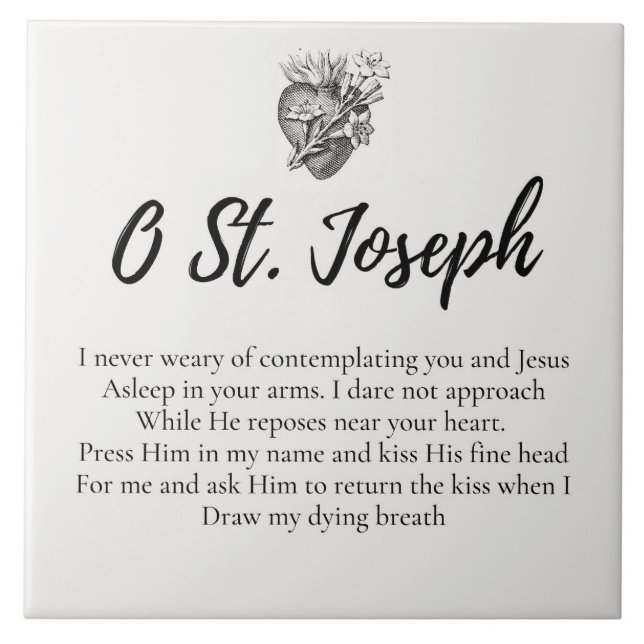 Prayer to St. Joseph Ceramic Tile (Front)