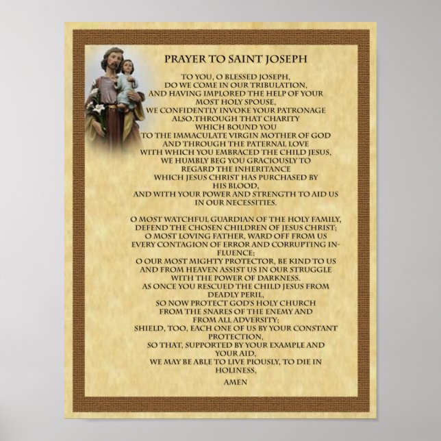 PRAYER TO ST. JOSEPH POSTER (Front)