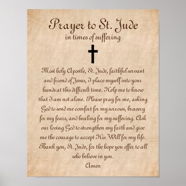Prayer to St. Jude for Healing and Strength Poster (Front)