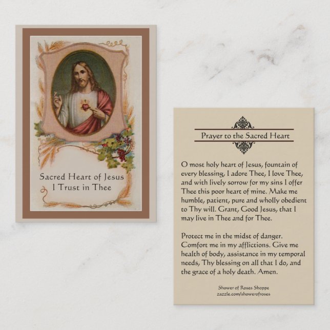 Prayer to the Sacred Heart of Jesus Holy Card (Front/Back)