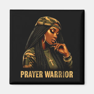 Prayer Warrior Black Woman Camo Christian Faith Em Magnet