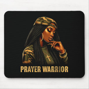 Prayer Warrior Black Woman Camo Christian Faith Em Mouse Pad
