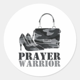 Prayer Warrior Camo God Jesus Christian Camouflage Classic Round Sticker
