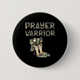 Prayer Warrior Camo High Heels Bow Faith God Jesus 6 Cm Round Badge