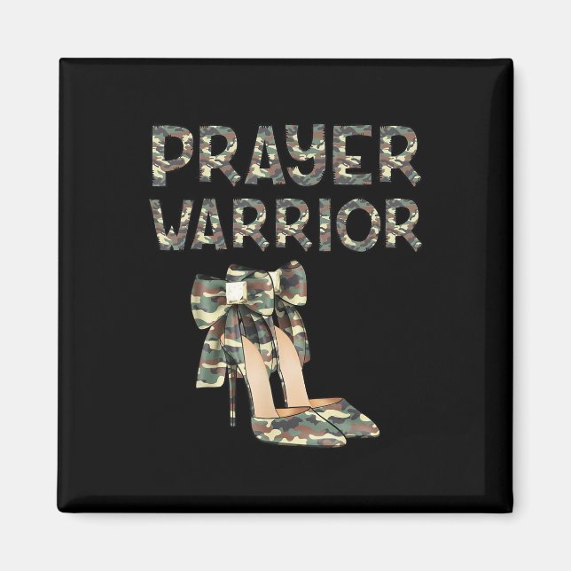 Prayer Warrior Camo High Heels Bow Faith God Jesus Magnet (Front)